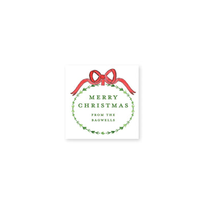 Dainty Greenery and Bow Christmas Gift Stickers