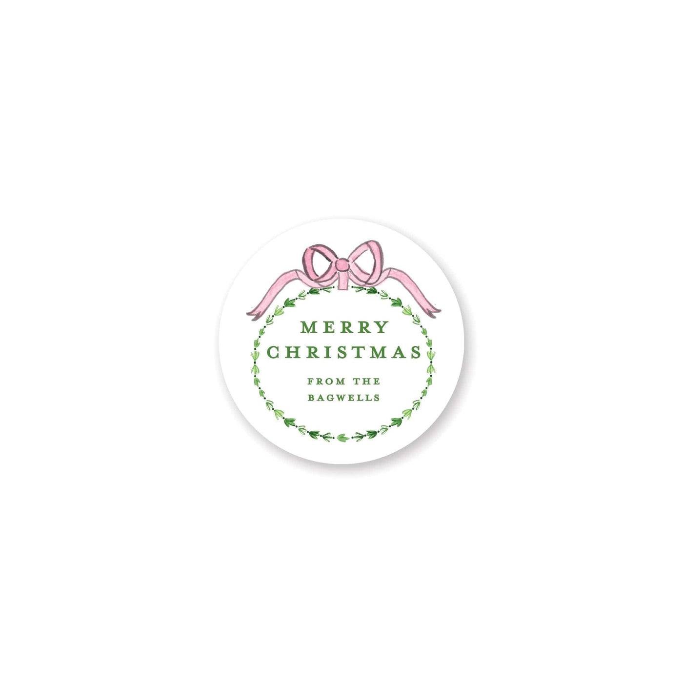 Dainty Greenery and Bow Christmas Gift Stickers