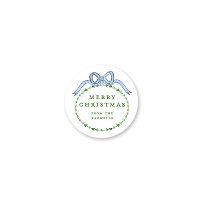 Dainty Greenery and Bow Christmas Gift Stickers