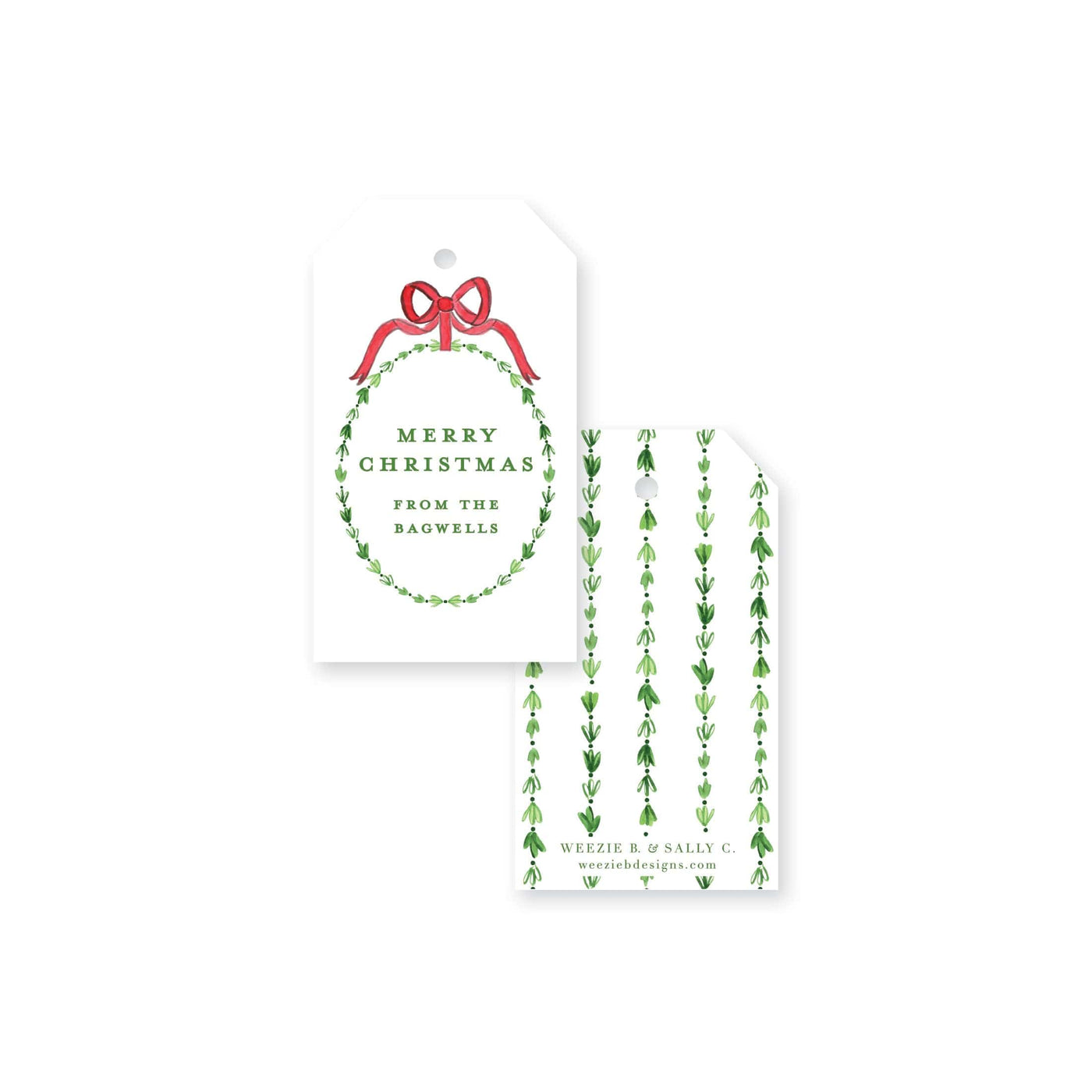 Dainty Greenery with Bow Christmas Gift Tag