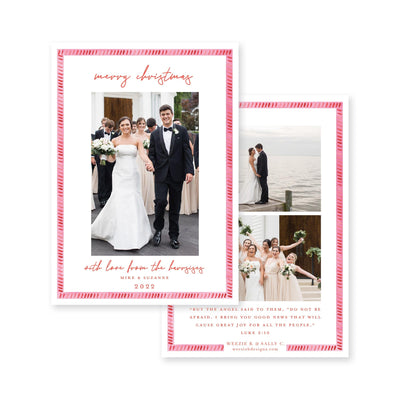 Dash Watercolor Border Vertical Christmas Card