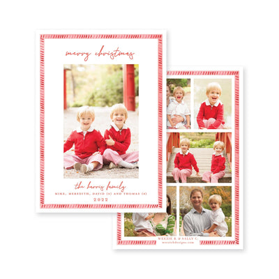 Dash Watercolor Border Vertical Christmas Card