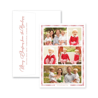 Dash Watercolor Border Vertical Christmas Card