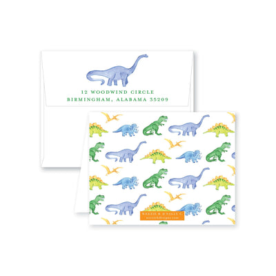 Dinosaur March Folded Note Card