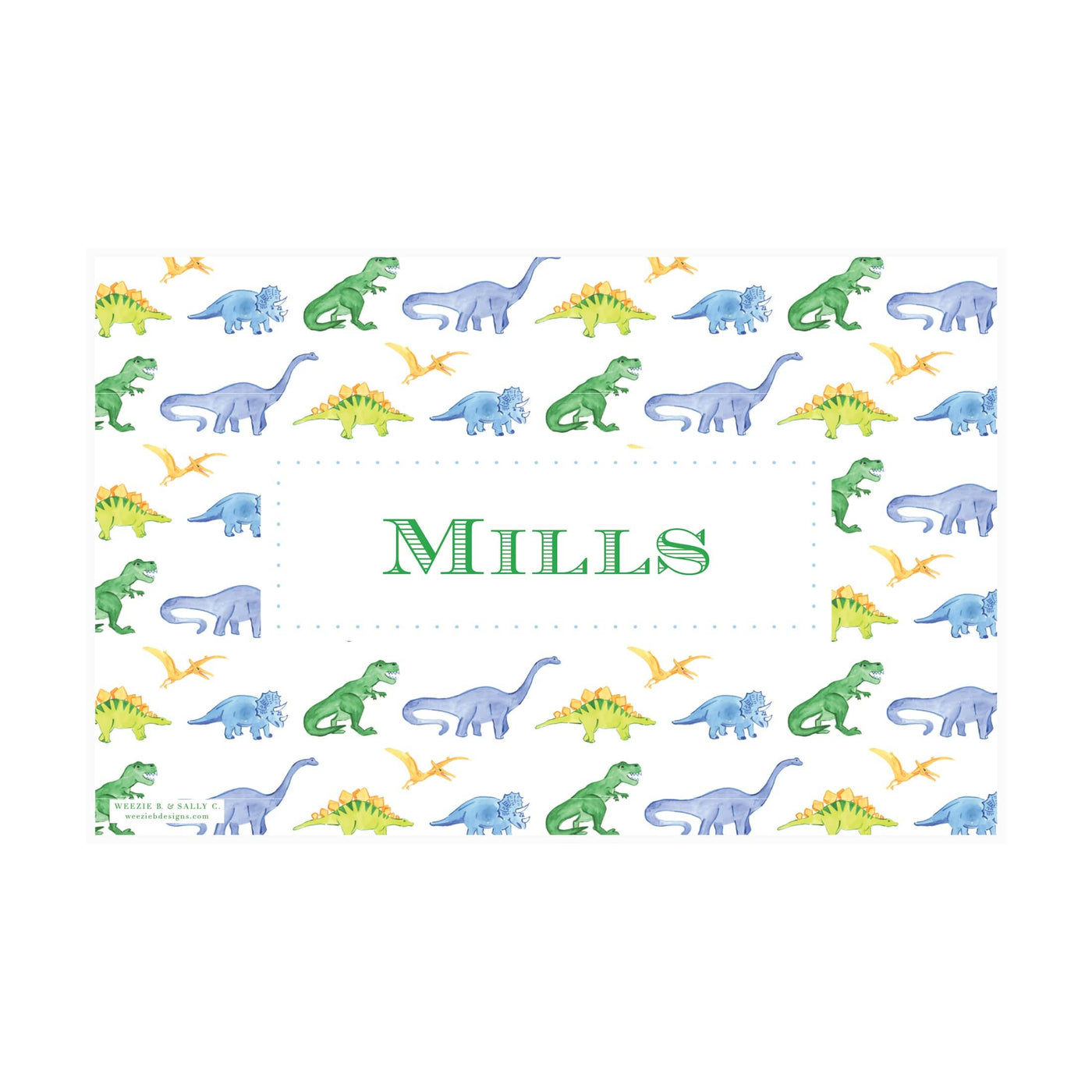 Watercolor Dinosaur March Placemat