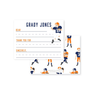 Football Players Fill-In Flat Note Card
