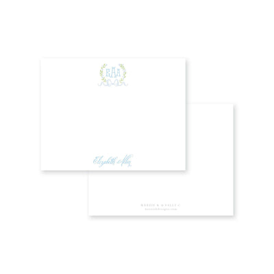 Sweet Watercolor Wreath and Bow Flat Note Card
