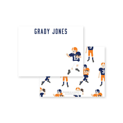 Football Players Fill-In Flat Note Card