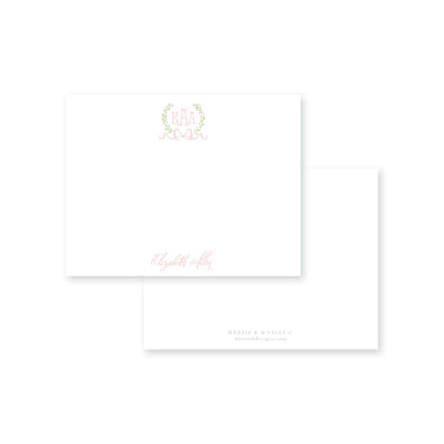 Sweet Watercolor Wreath and Bow Flat Note Card