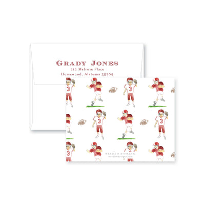 Football Players Watercolor Flat Note Card