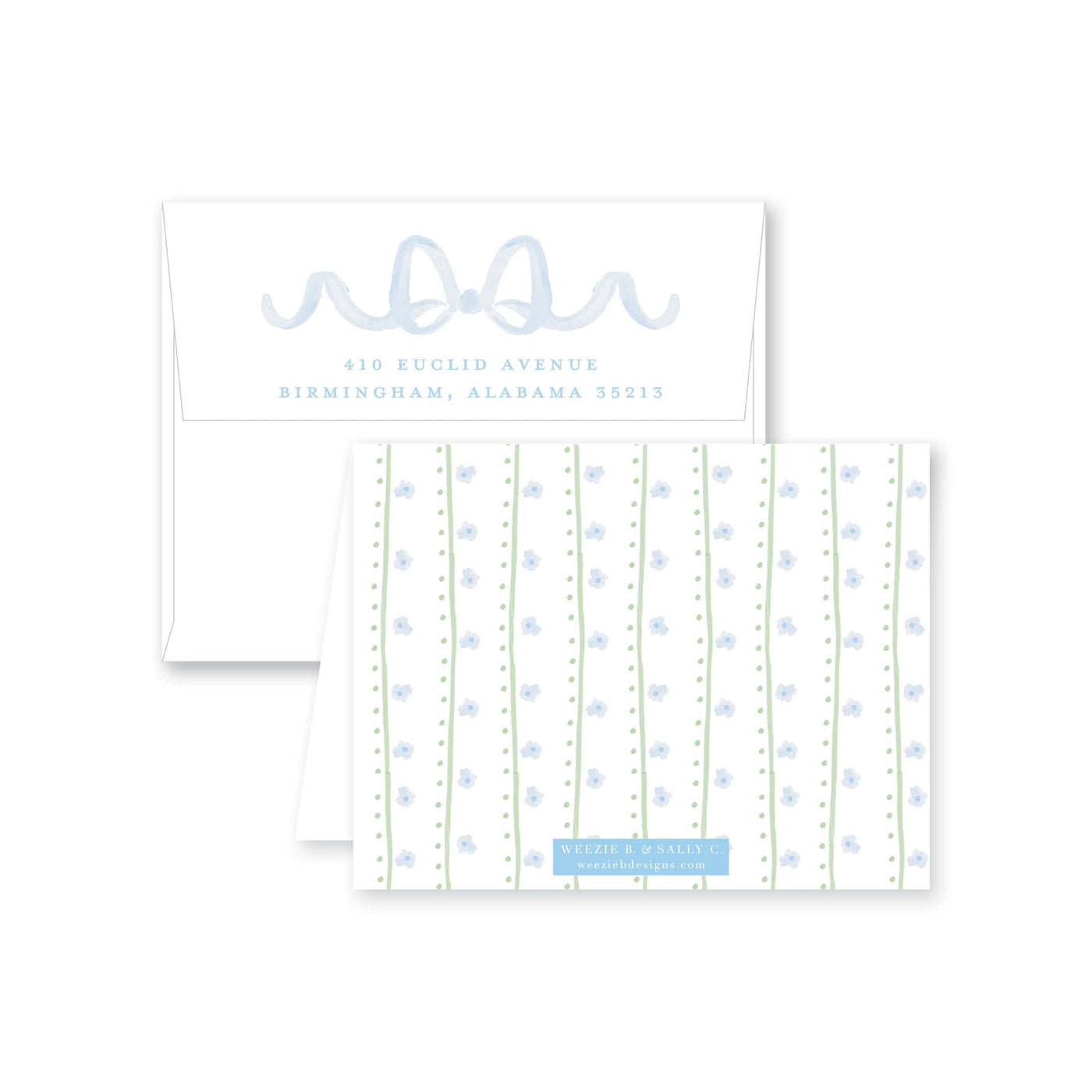 Sweet Watercolor Wreath and Bow Folded Note Card