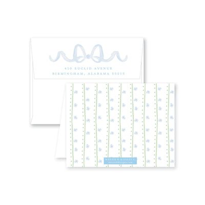 Sweet Watercolor Wreath and Bow Folded Note Card