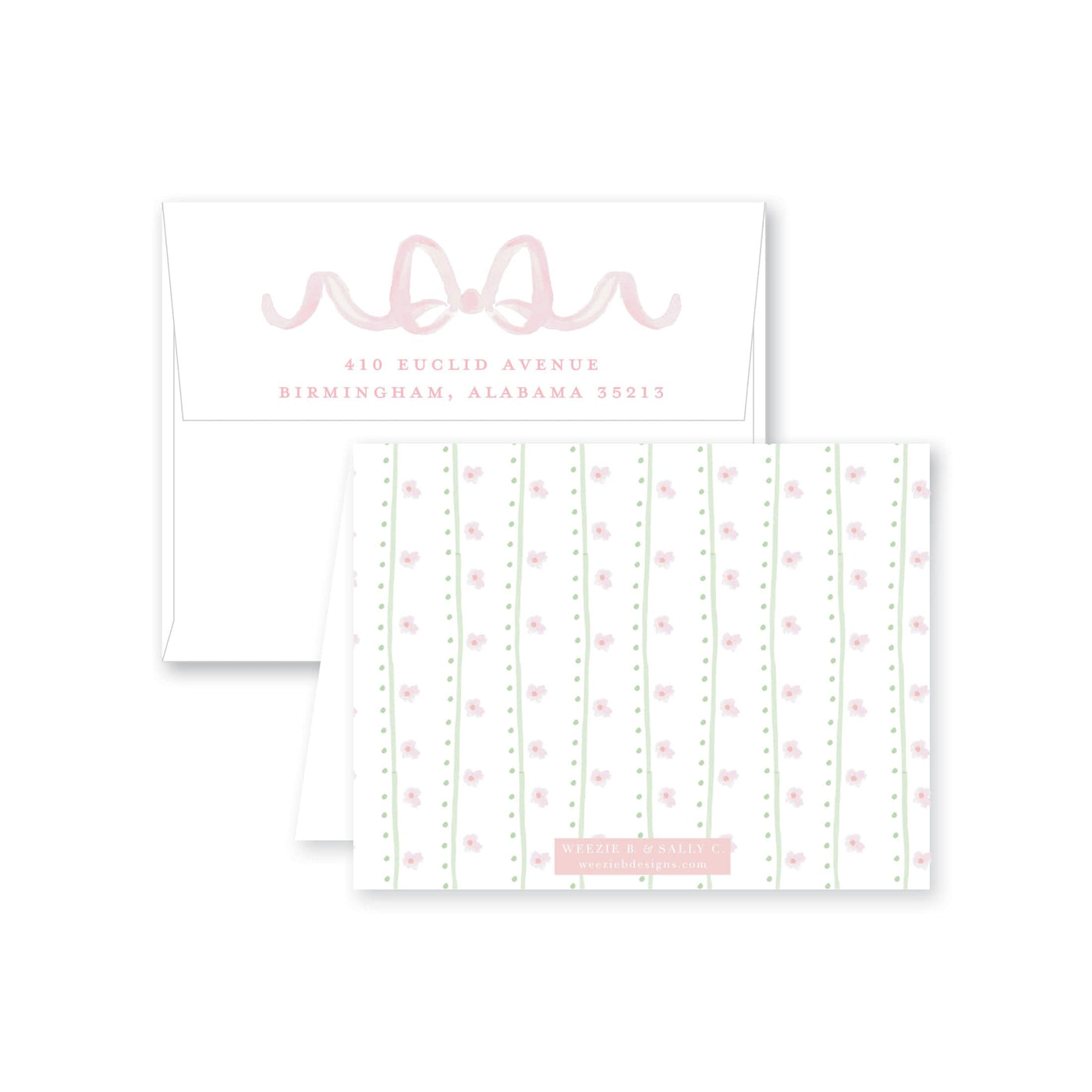 Sweet Watercolor Wreath and Bow Folded Note Card