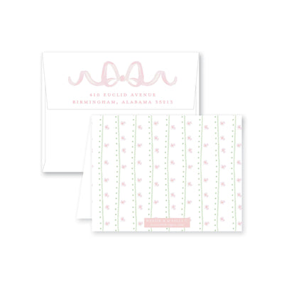 Sweet Watercolor Wreath and Bow Folded Note Card