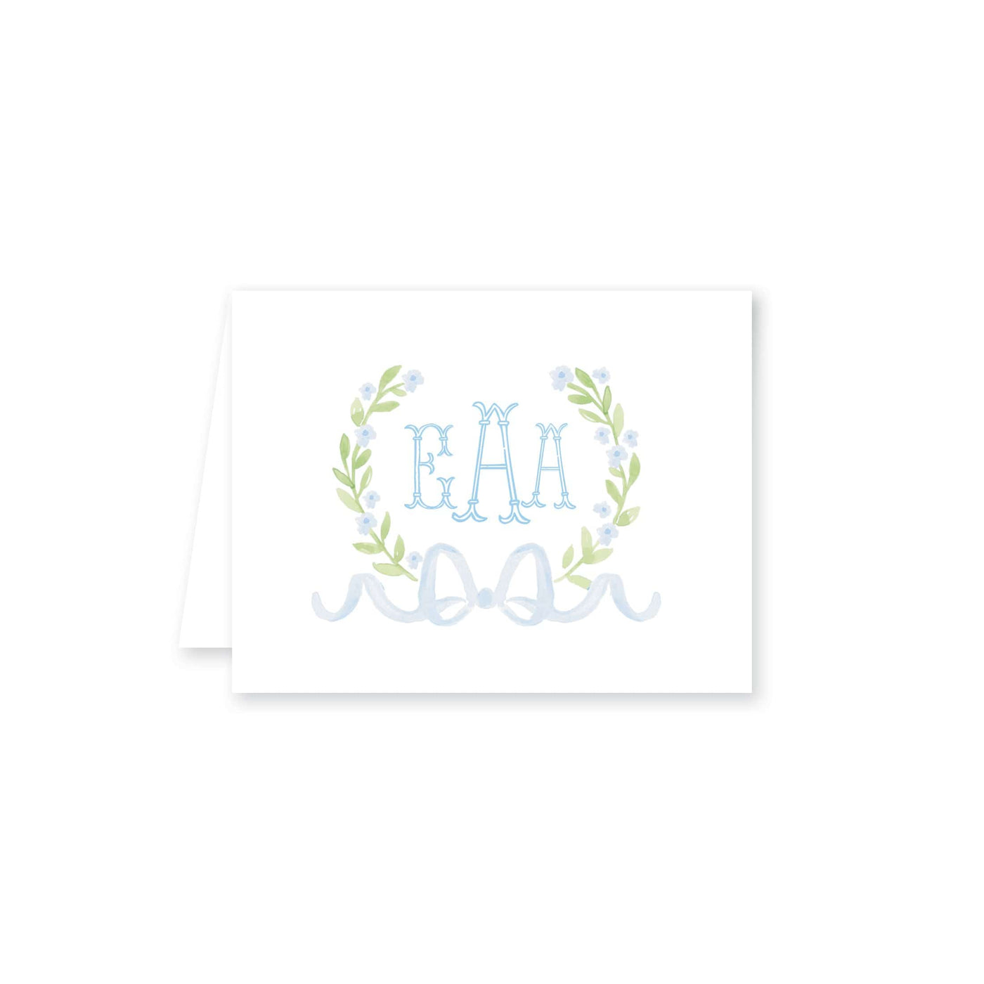 Sweet Watercolor Wreath and Bow Folded Note Card
