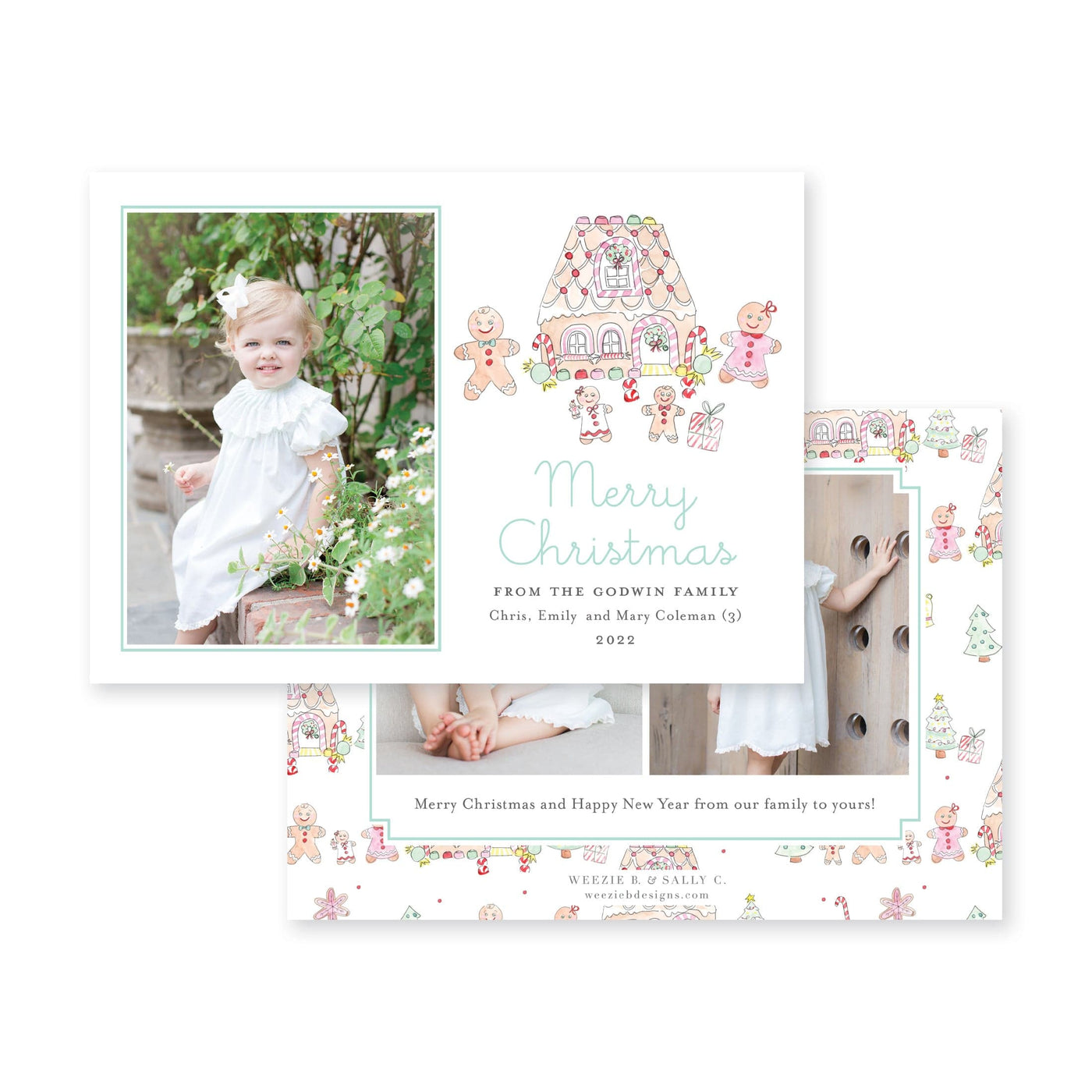 Gingerbread Family Horizontal Christmas Card