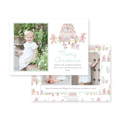Gingerbread Family Horizontal Christmas Card