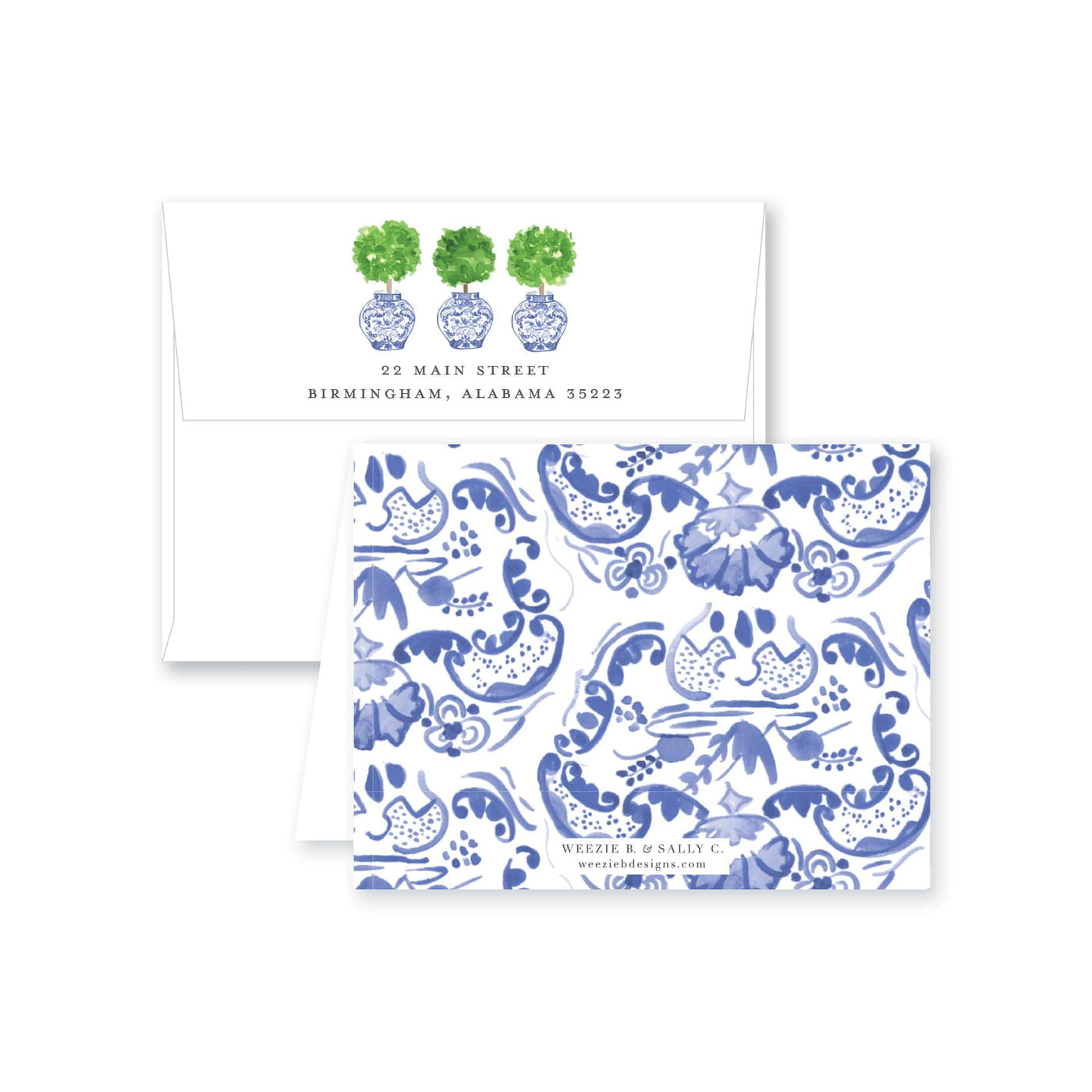 Ginger Jar Topiary Folded Note Card