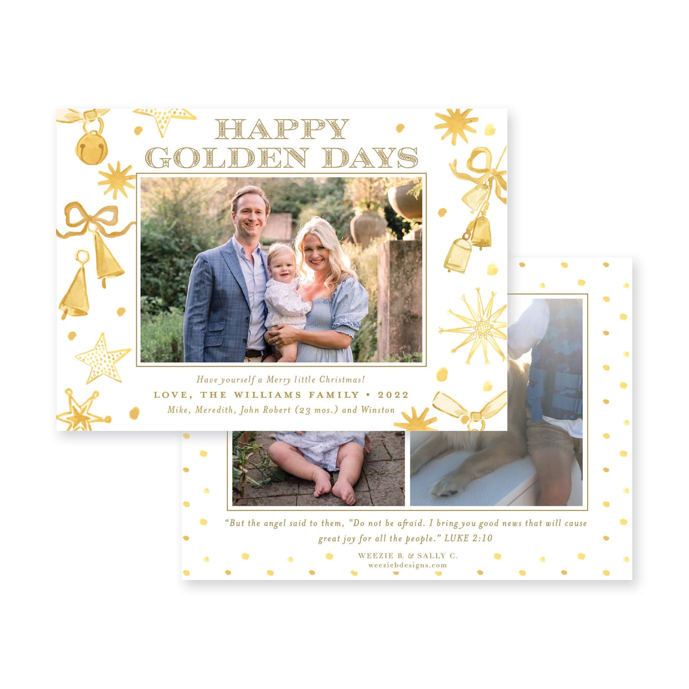 Happy Golden Days Icons Horizontal Christmas Card