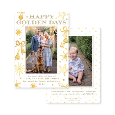 Happy Golden Days Icons Vertical Christmas Card