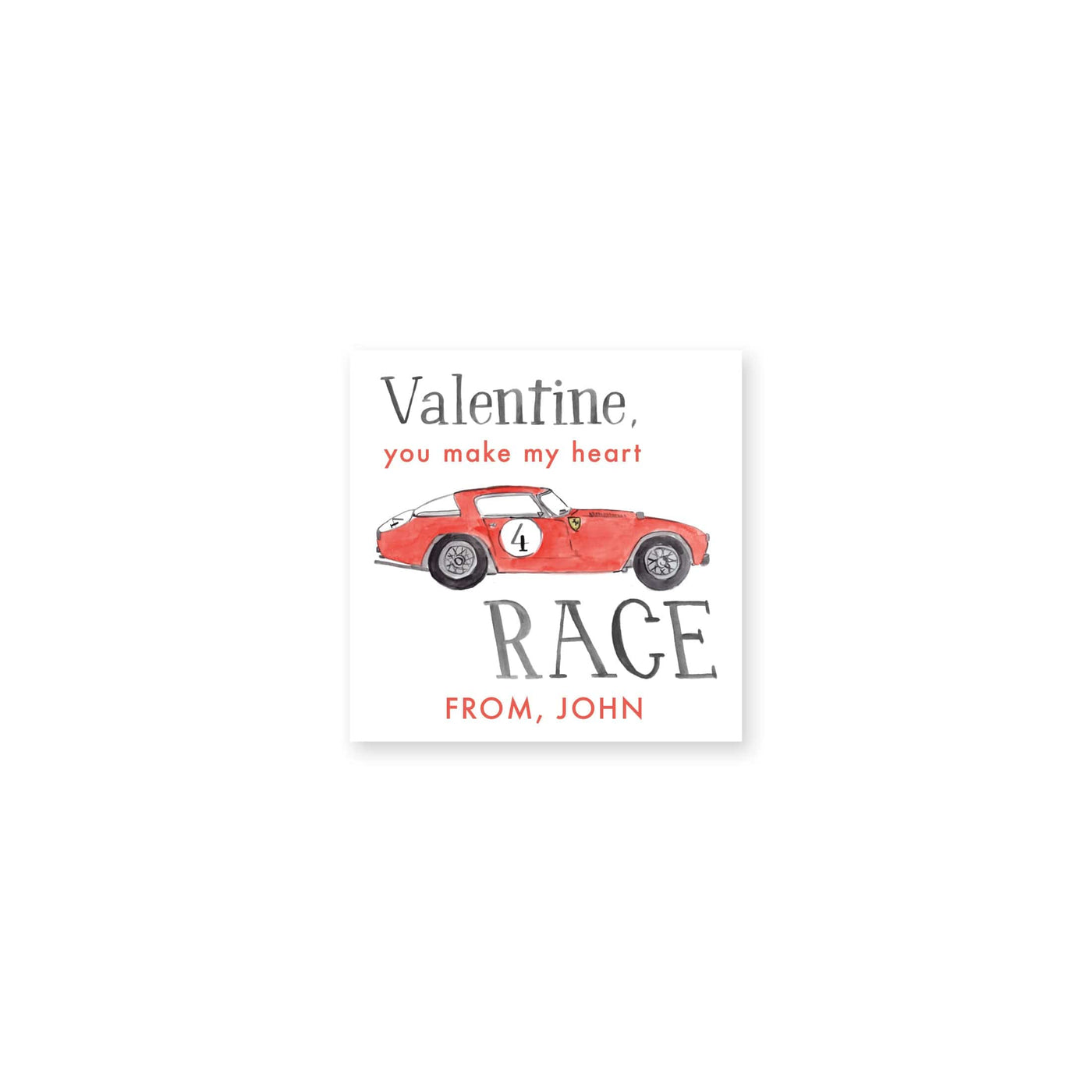 Heart Race Vintage Car Valentine