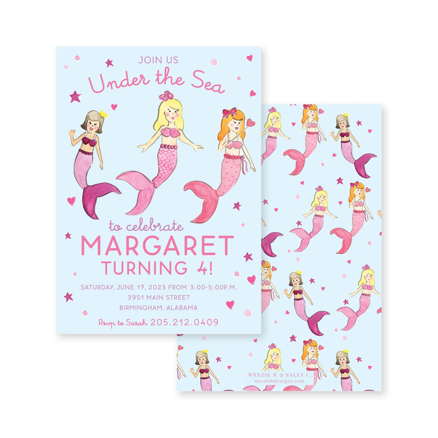 Mermaid - Under the Sea Watercolor Birthday