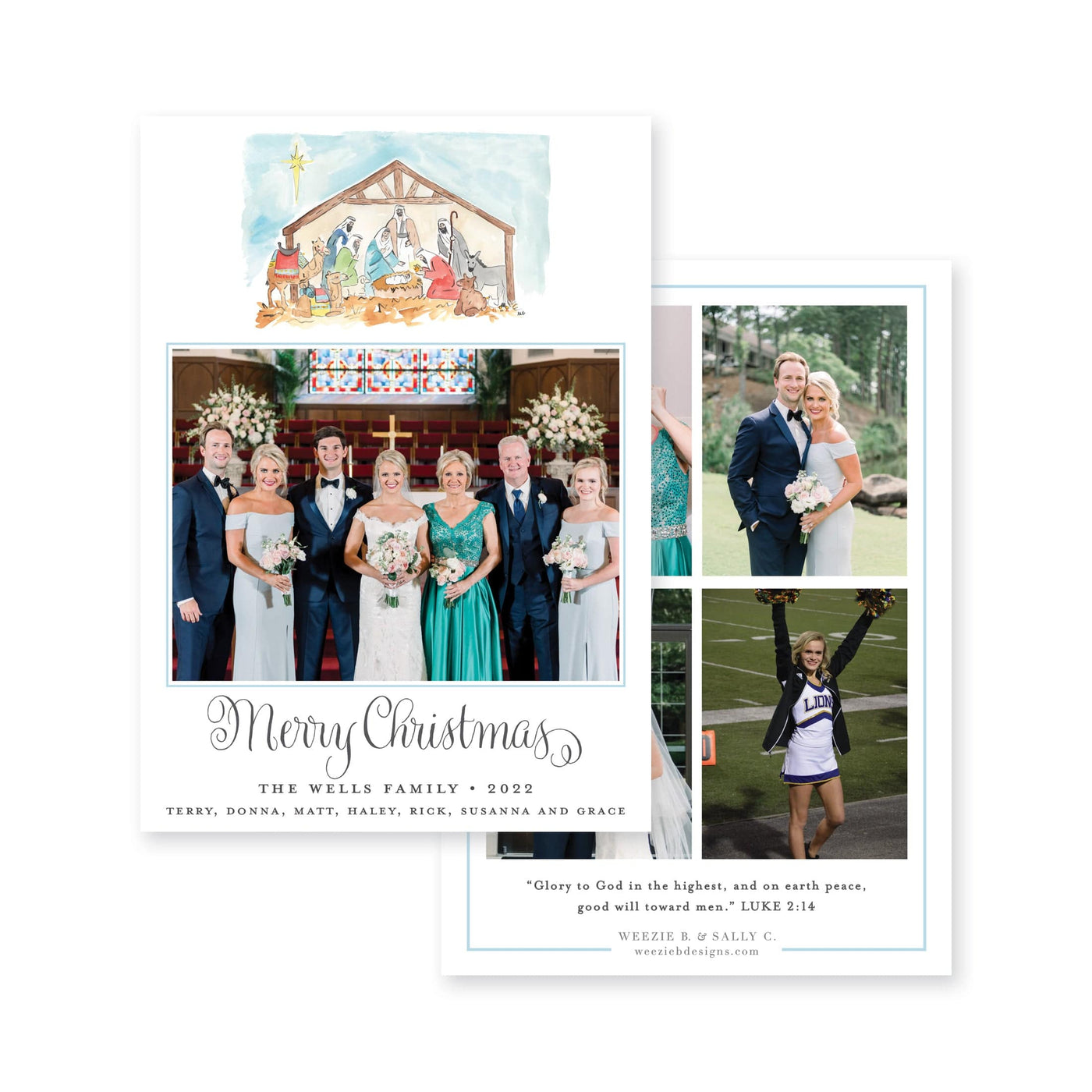 Watercolor Nativity Photo Vertical Christmas Card