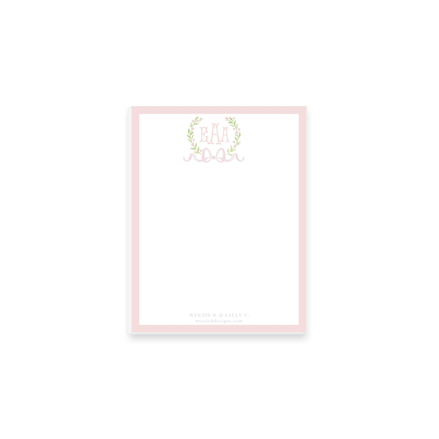 Sweet Watercolor Wreath and Bow Notepad