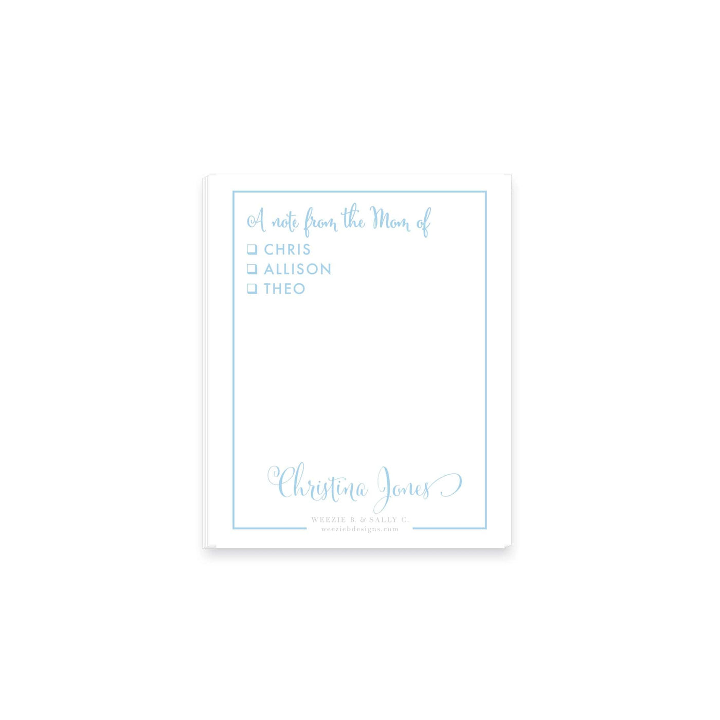 A Note From Mom In Curly Notepad