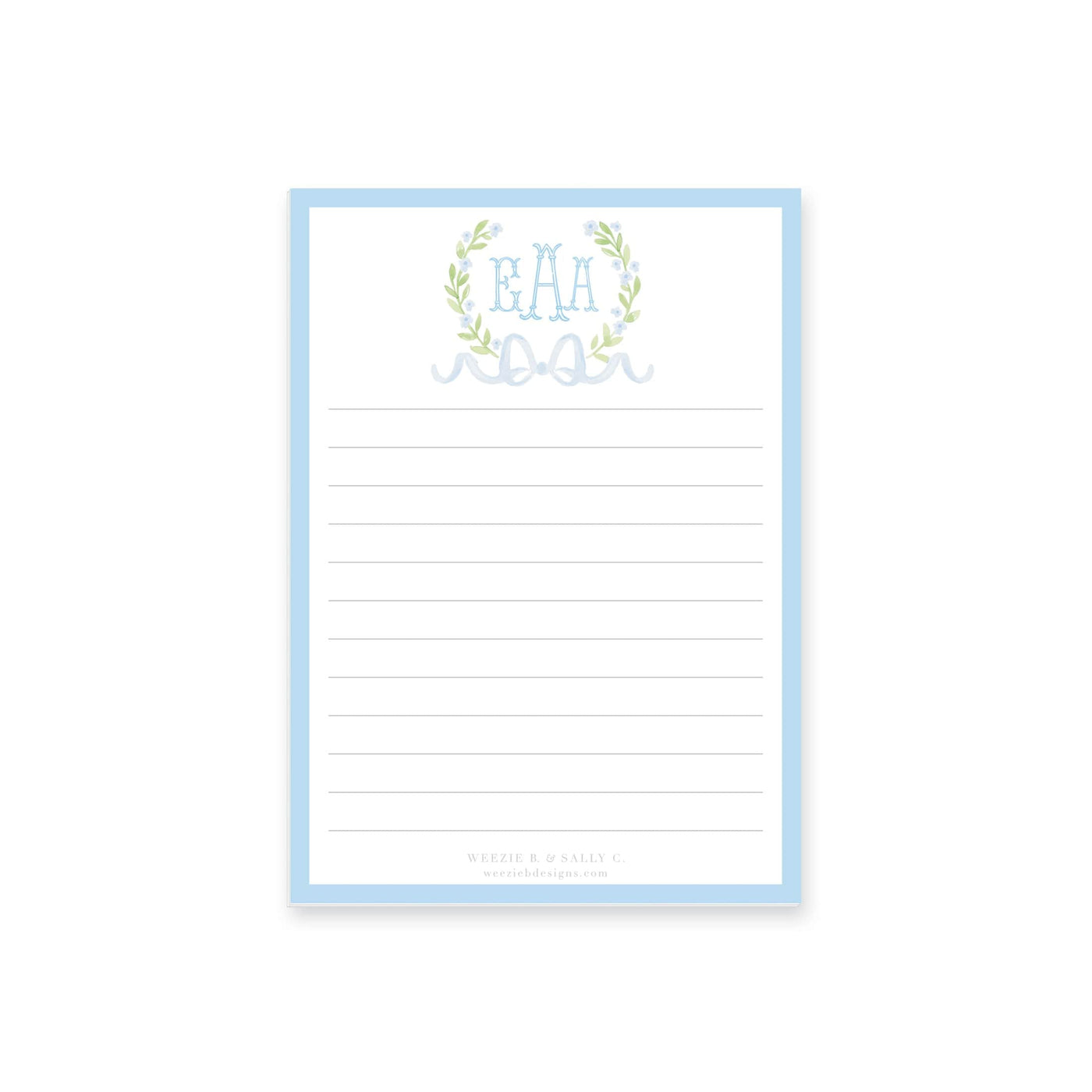 Sweet Watercolor Wreath and Bow Notepad