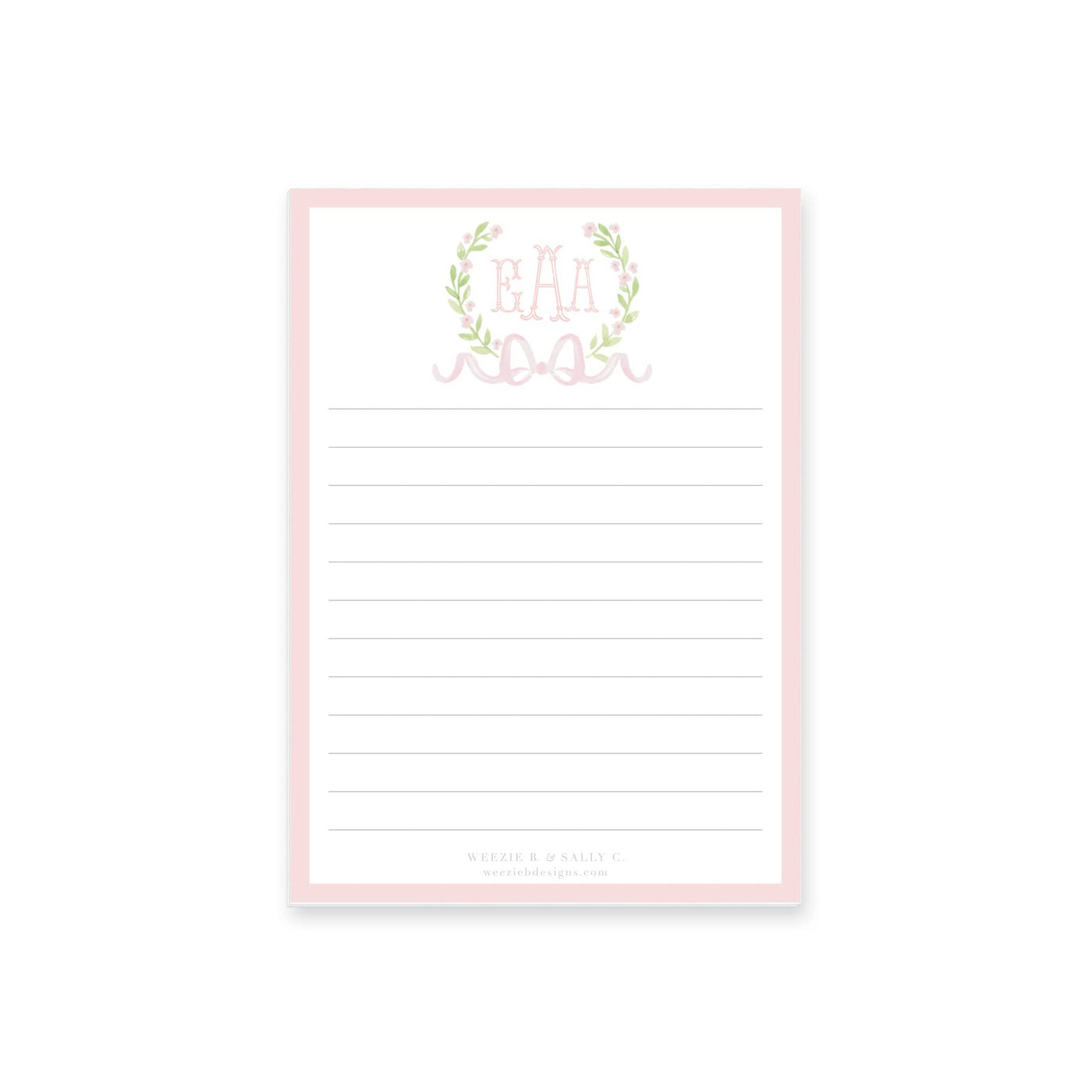 Sweet Watercolor Wreath and Bow Notepad