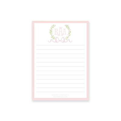 Sweet Watercolor Wreath and Bow Notepad