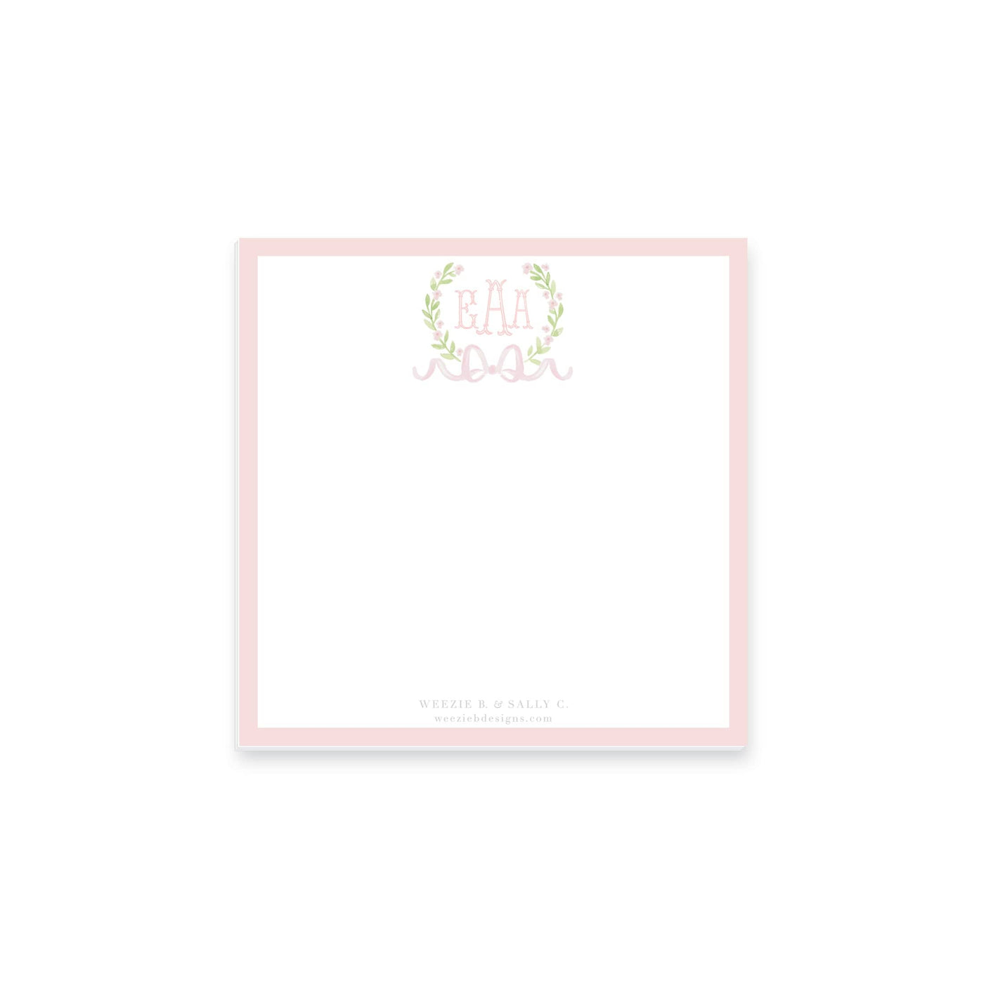 Sweet Watercolor Wreath and Bow Notepad