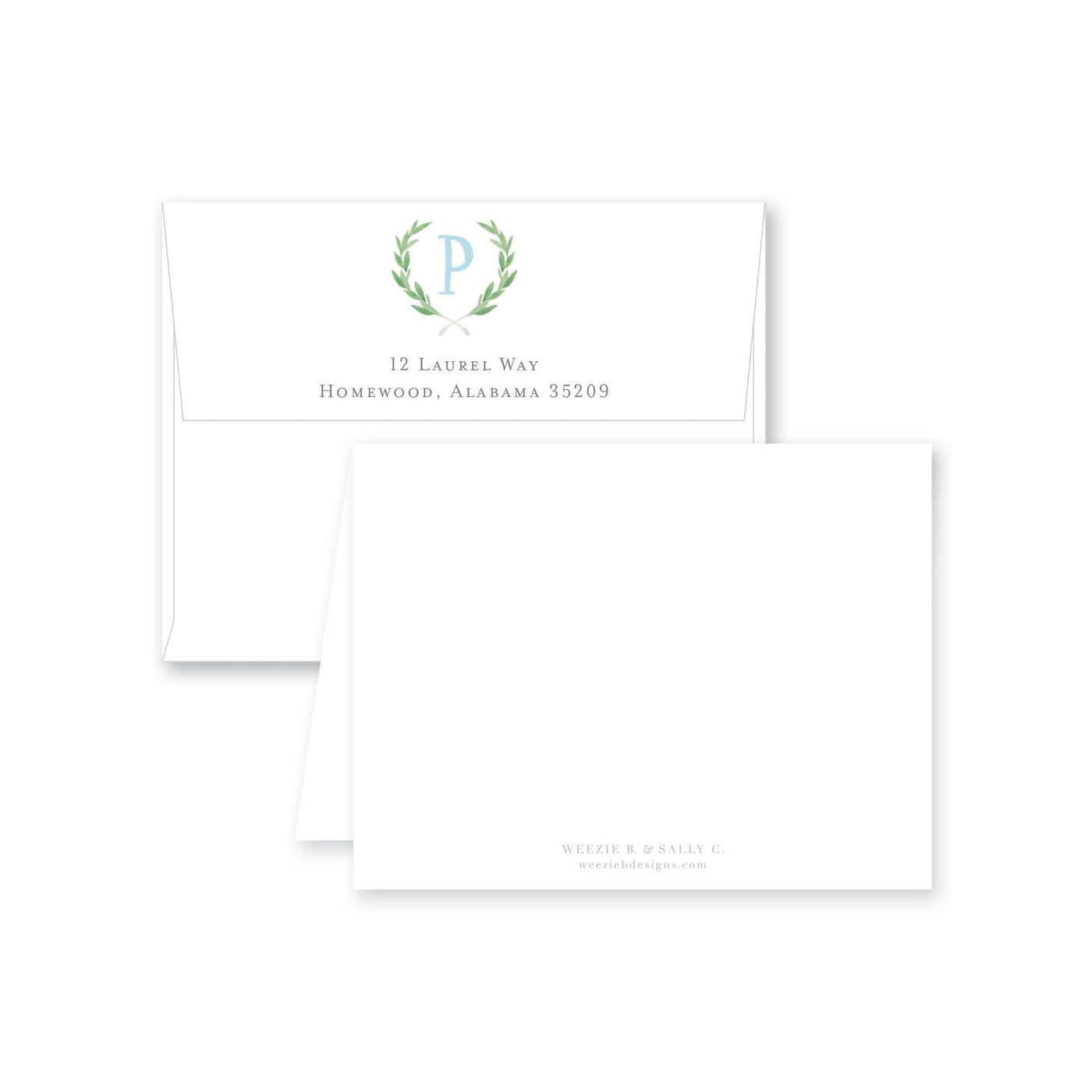 Olive Wreath Folded Note Card