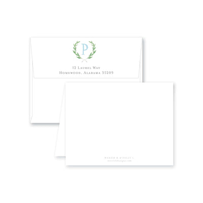 Olive Wreath Folded Note Card