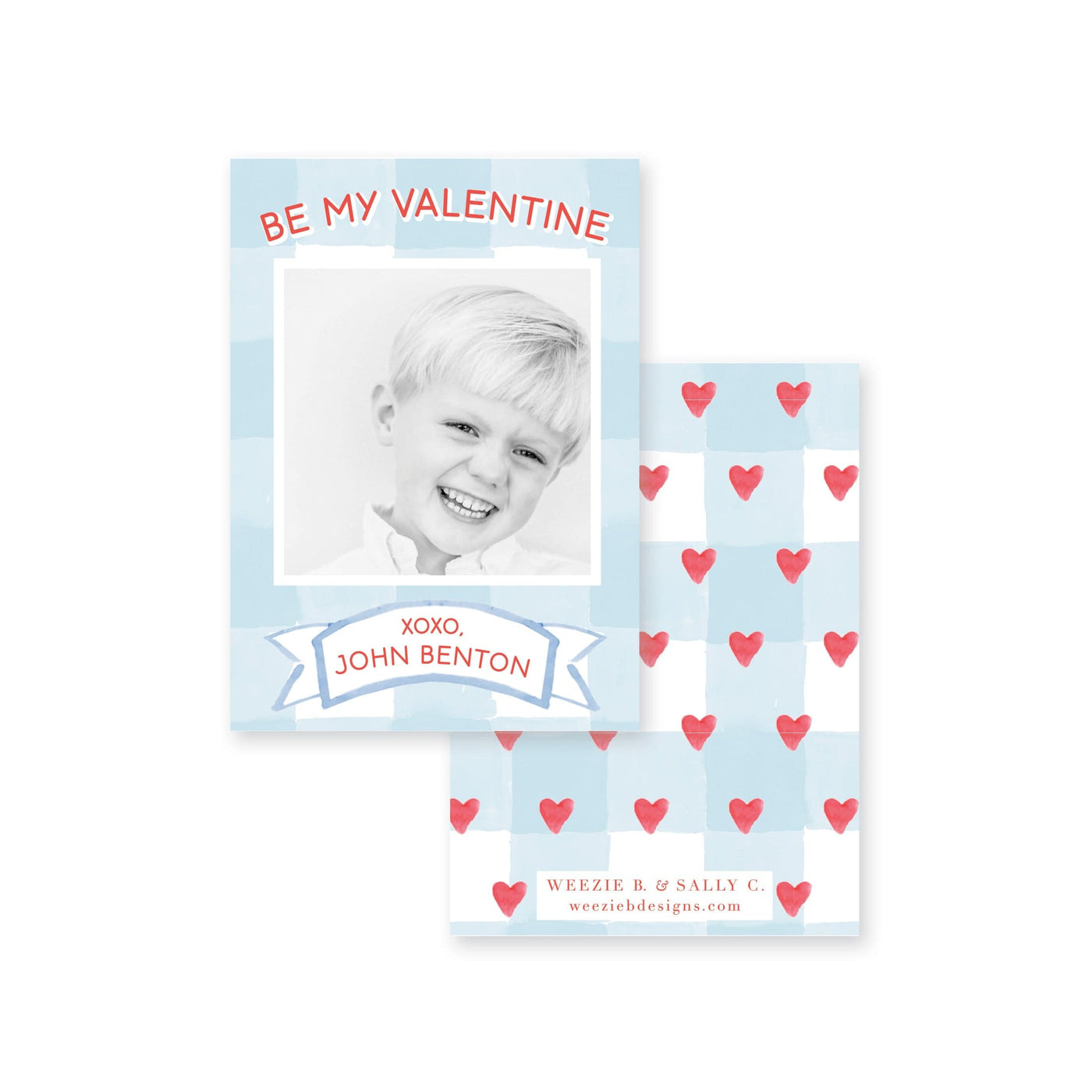 Gingham Hearts Photo Valentine