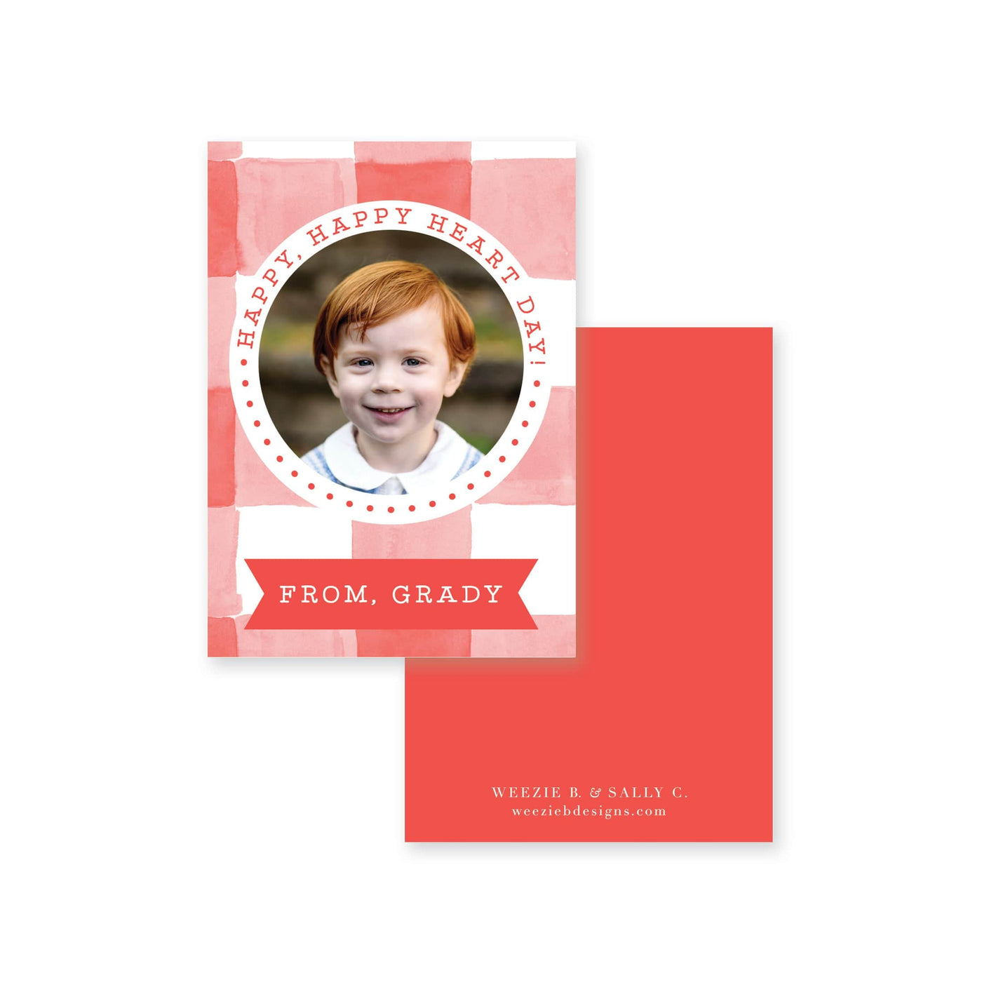 Watercolor Gingham Photo Valentine