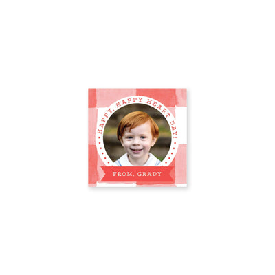 Watercolor Gingham Photo Valentine