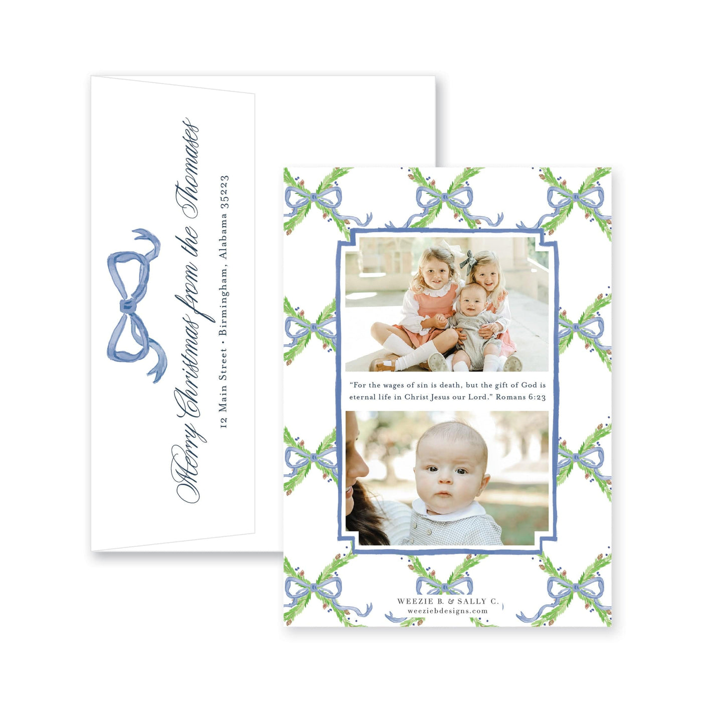 Pine Trellis Christmas Vertical Card