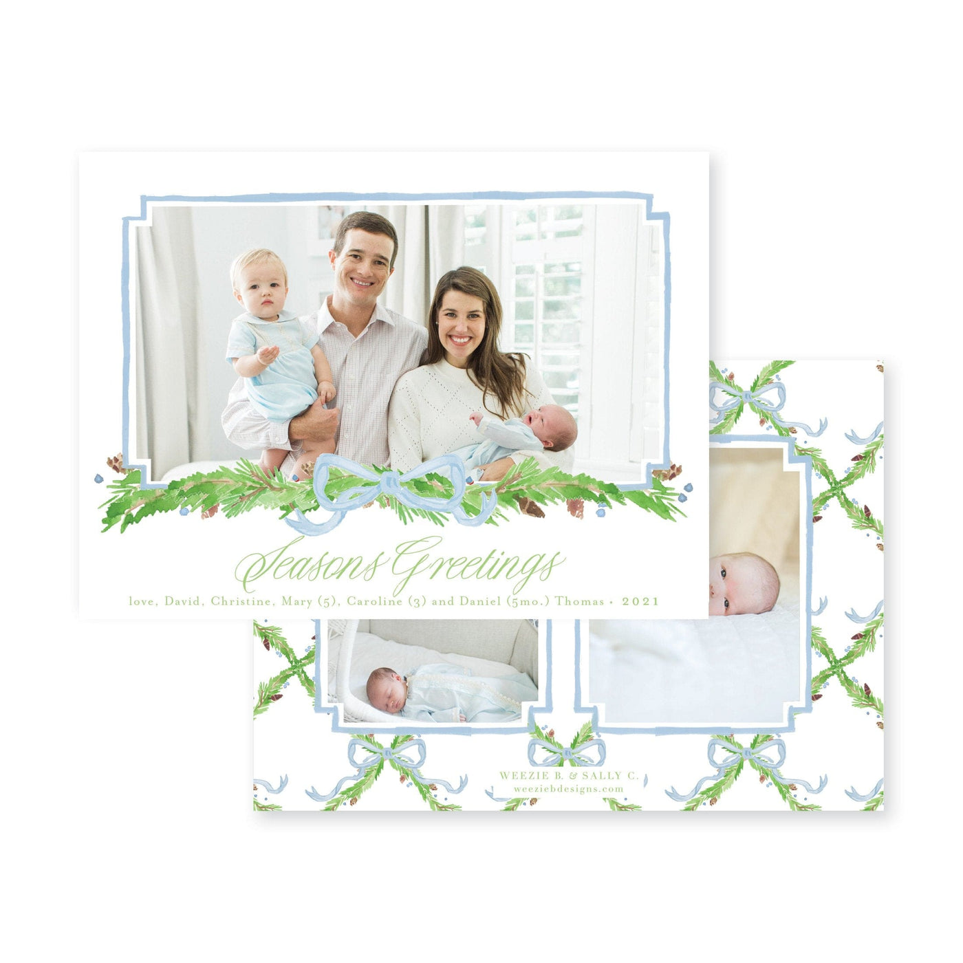 Pine Trellis Horiztonal Christmas Card
