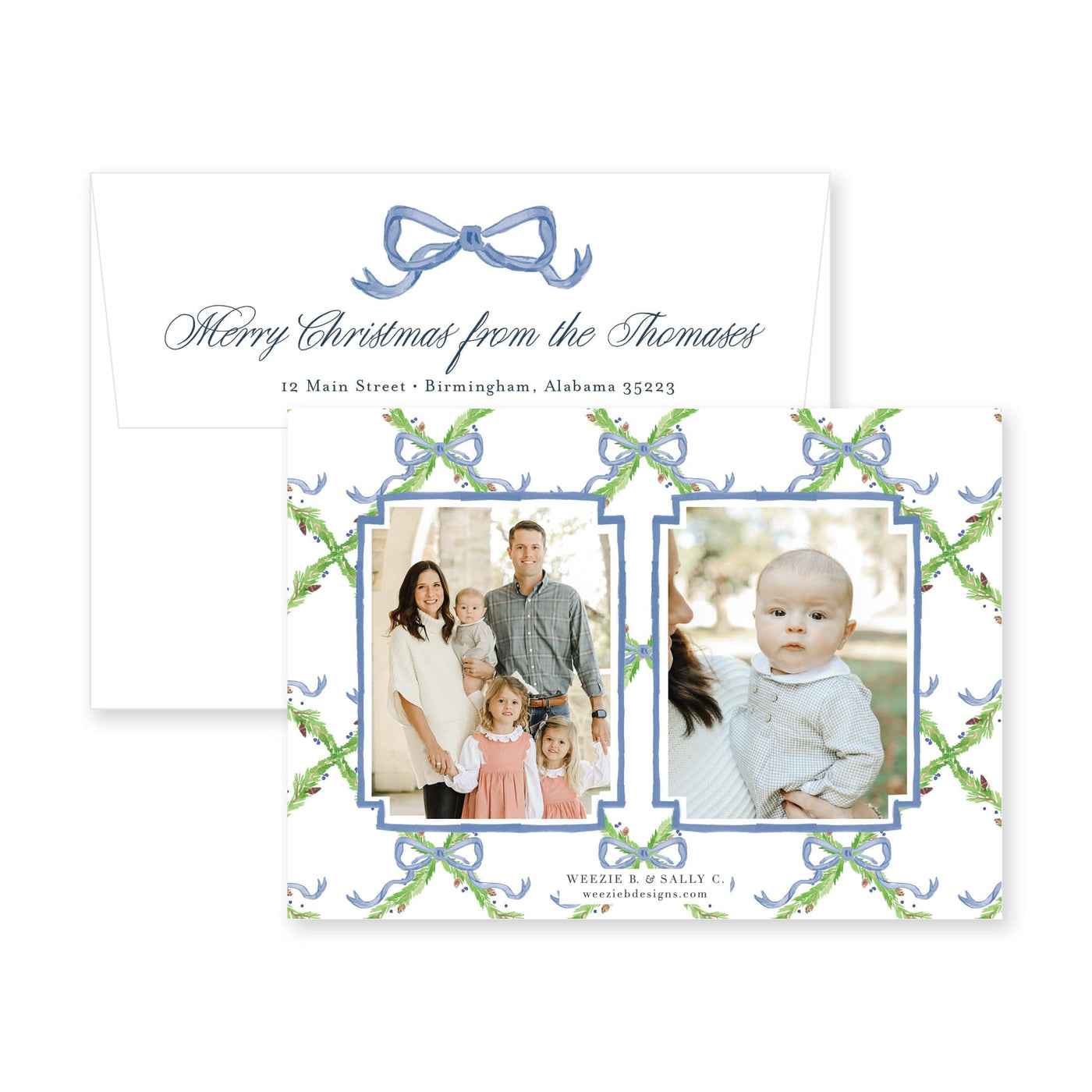 Pine Trellis Horiztonal Christmas Card