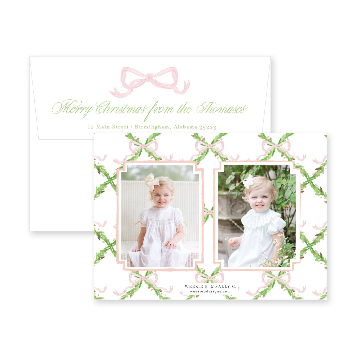 Pine Trellis Horiztonal Christmas Card