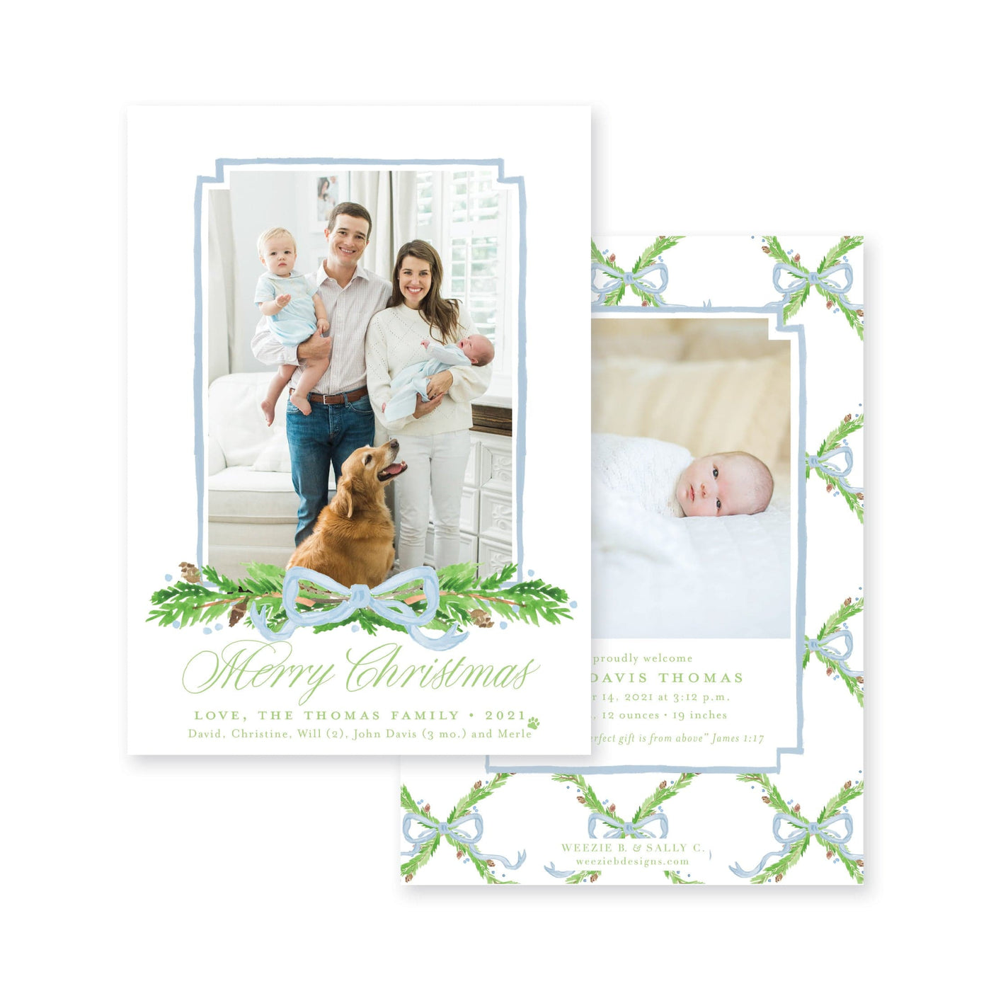 Pine Trellis Christmas Vertical Card