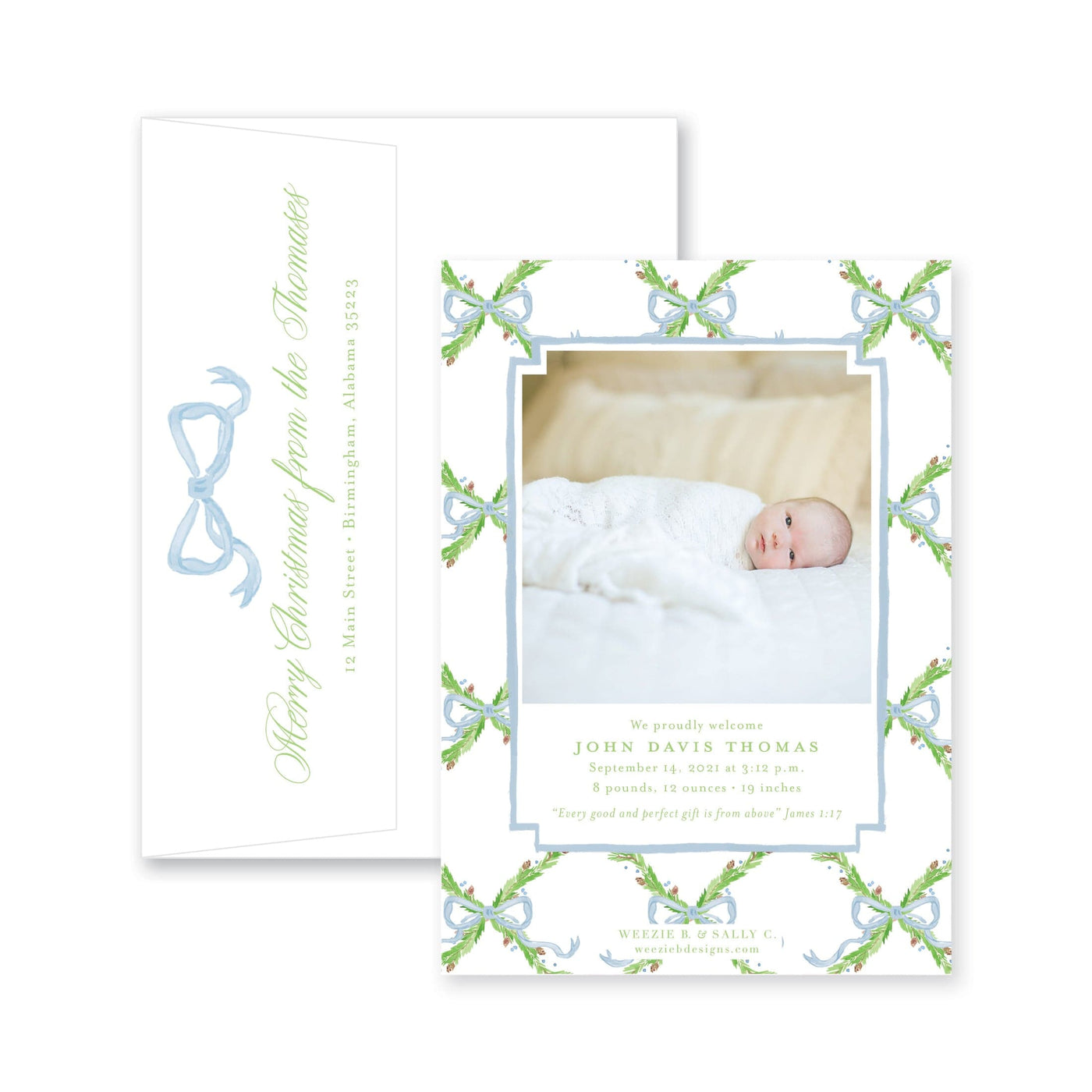 Pine Trellis Christmas Vertical Card