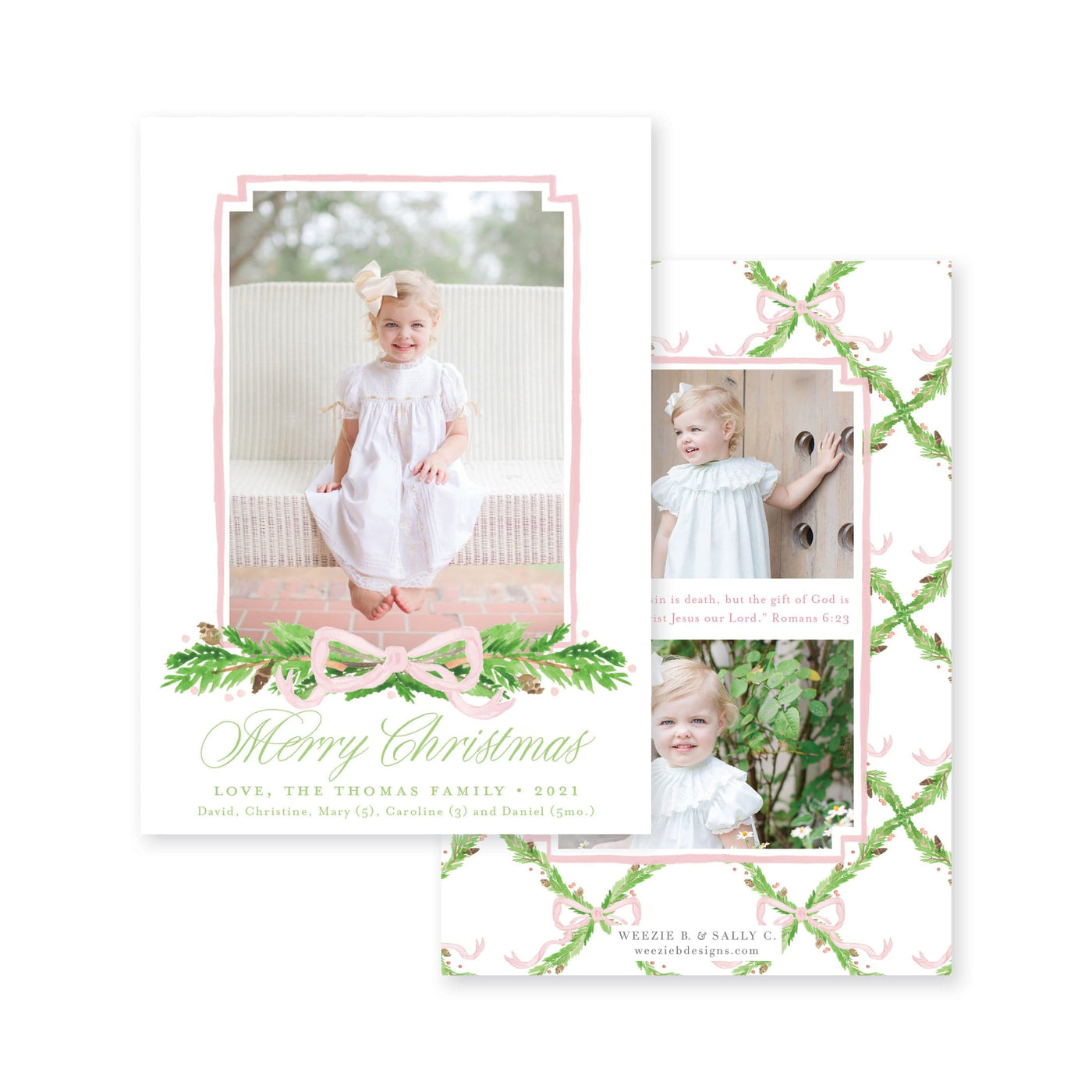Pine Trellis Christmas Vertical Card