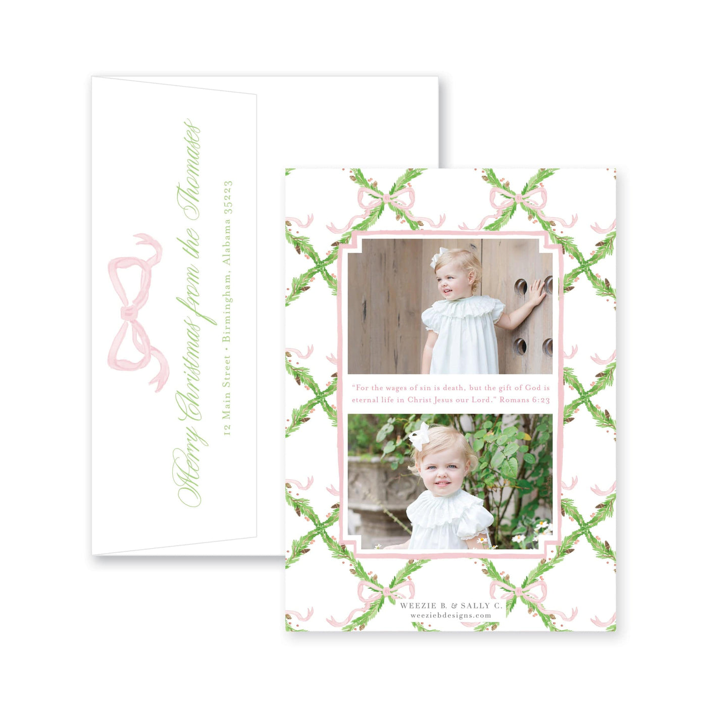 Pine Trellis Christmas Vertical Card