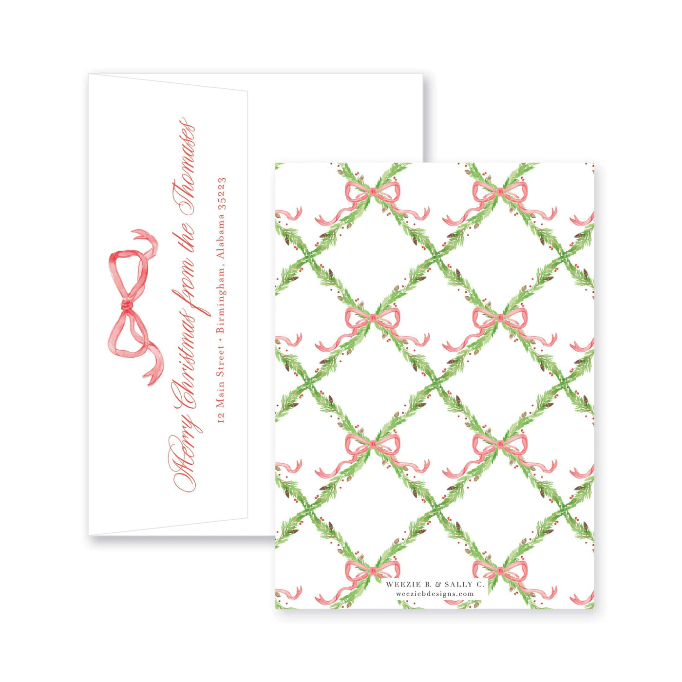 Pine Trellis Christmas Vertical Card
