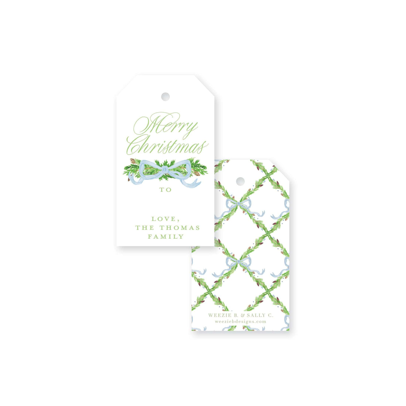 Pine Trellis Christmas Tag