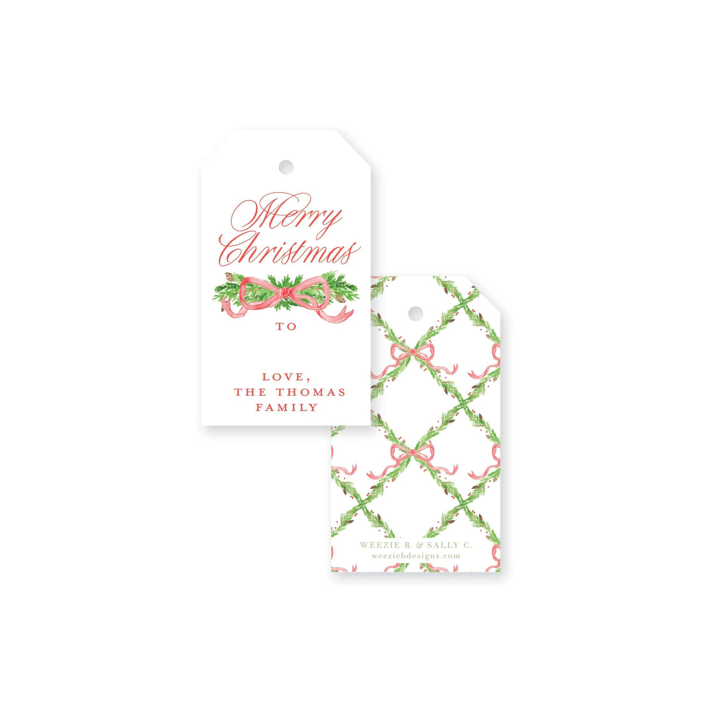 Pine Trellis Christmas Tag