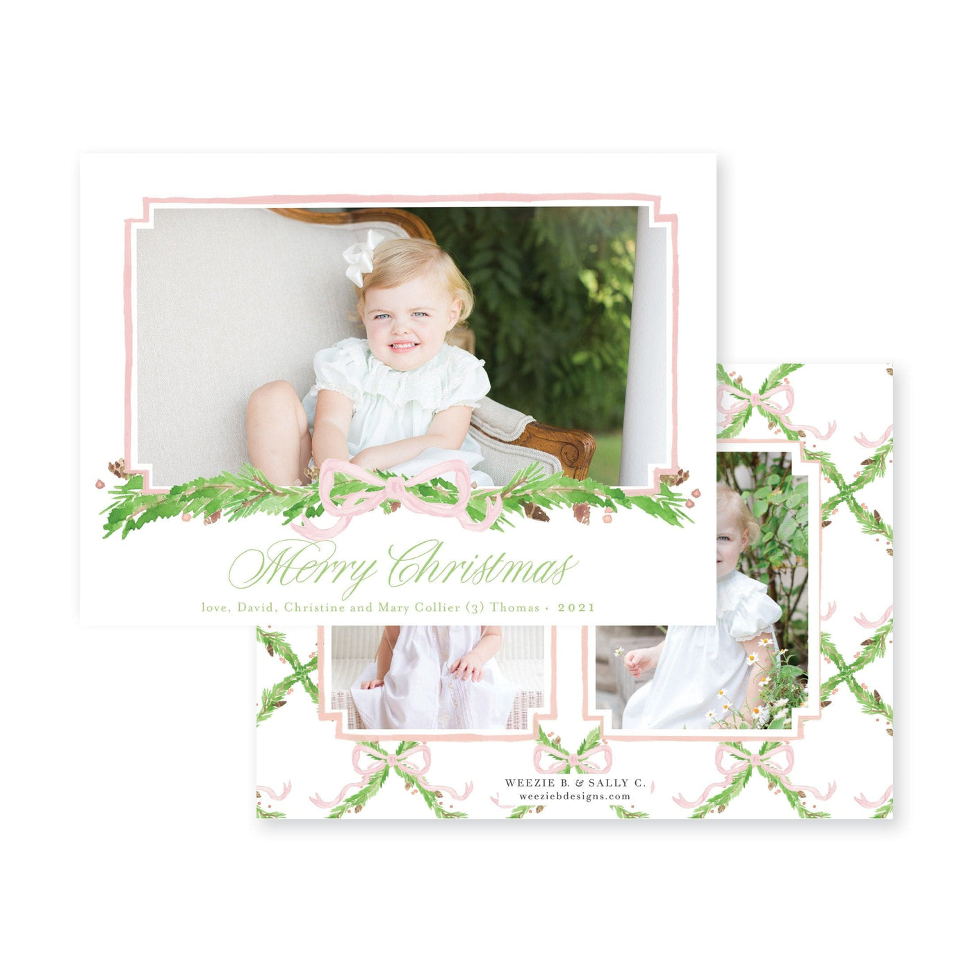 Pine Trellis Horiztonal Christmas Card